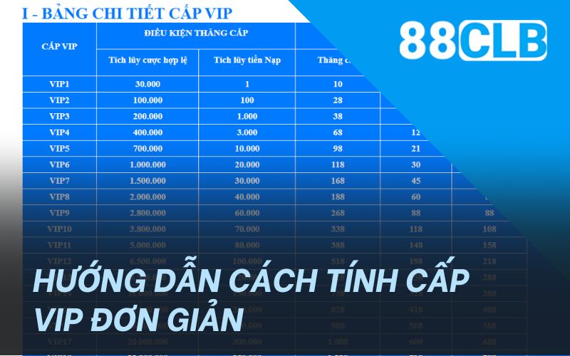 Hướng dẫn cách tính cấp VIP đơn giản